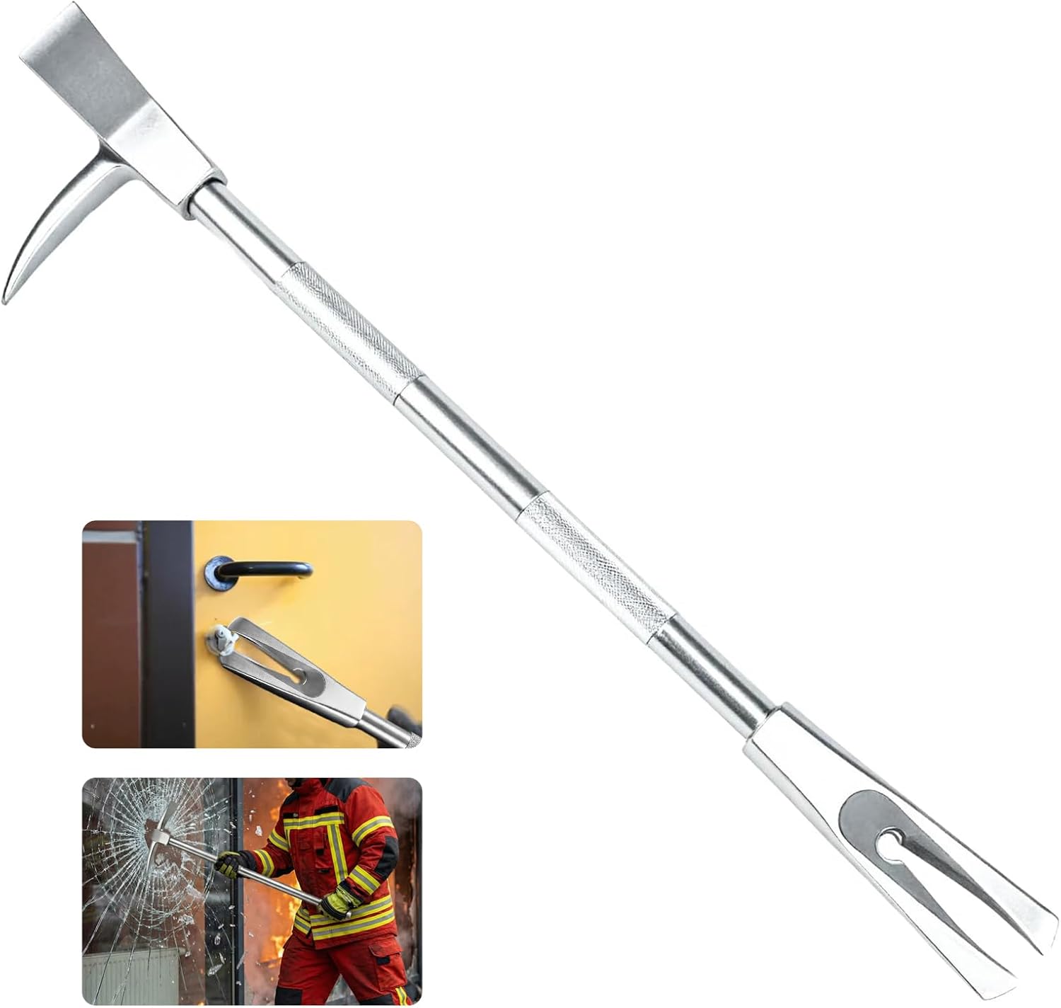 Maeklon 30" Halligan Bar, Steel Construction Breaching Halligan Forced Entry Tools for Emergencies, Firefighter Tool for Fire Rescue and Emergency