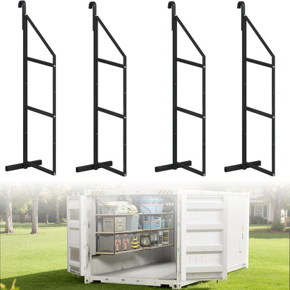 Maeklon 4 Pcs Shipping Container Shelving Bracket, 3 Tier Heavy Duty Shipping Container Shelf Brackets, High Capacity Containers Storage Shelves for Containers, Warehouse, Garage
