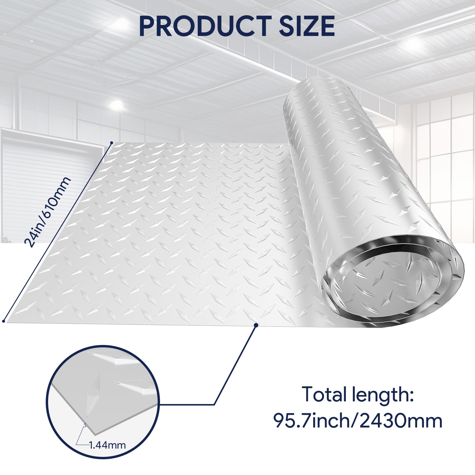 Maeklon 24x96in Aluminum Diamond Plate, Durable Metal Diamond Plate Sheet with a Pair of Gloves, Embossed Roll Plate Sheet with 6in Pliers, for Wall Covering, Cargo Trailer, DIY Projects