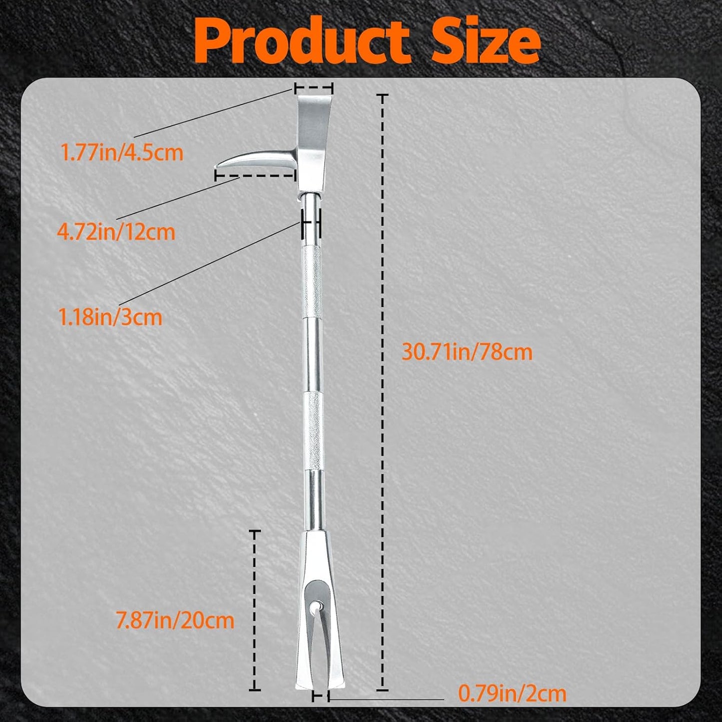 Maeklon 30" Halligan Bar, Steel Construction Breaching Halligan Forced Entry Tools for Emergencies, Firefighter Tool for Fire Rescue and Emergency