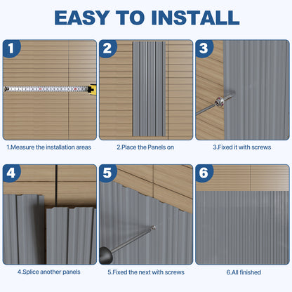 Maeklon 20 PCS Metal Roof Panels, 17.7"×73.2" 180 ft² Corrugated Roofing Panels, 6.1Ft Galvanized Metal Siding Panels with 200 Screws and Glove, for Garages, Sheds, Stables, Carport, Grey