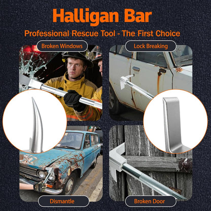 Maeklon 30" Halligan Bar, Steel Construction Breaching Halligan Forced Entry Tools for Emergencies, Firefighter Tool for Fire Rescue and Emergency