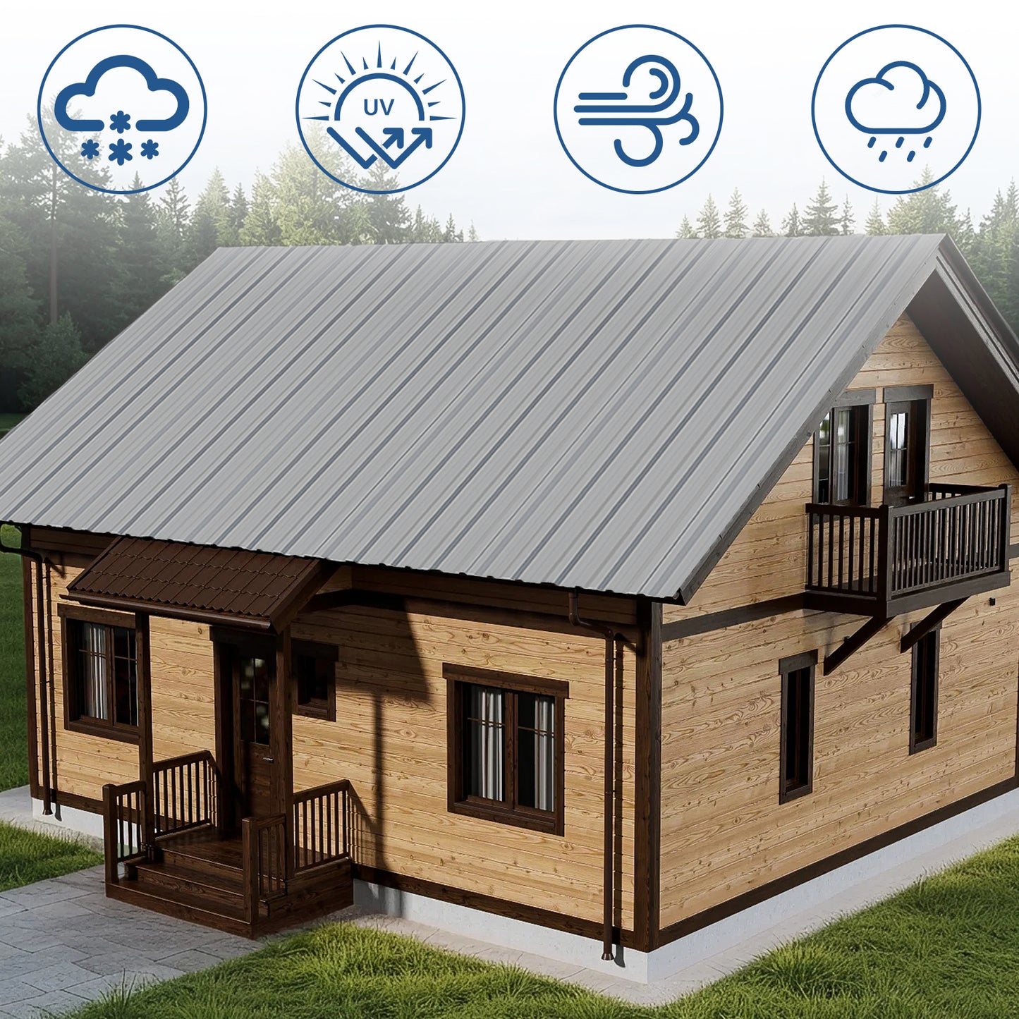 Maeklon 20 PCS Metal Roof Panels, 17.7"×73.2" 180 ft² Corrugated Roofing Panels, 6.1Ft Galvanized Metal Siding Panels with 200 Screws and Glove, for Garages, Sheds, Stables, Carport, Grey