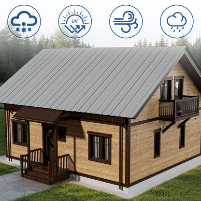 Maeklon 20 PCS Metal Roof Panels, 17.7"×73.2" 180 ft² Corrugated Roofing Panels, 6.1Ft Galvanized Metal Siding Panels with 200 Screws and Glove, for Garages, Sheds, Stables, Carport, Grey