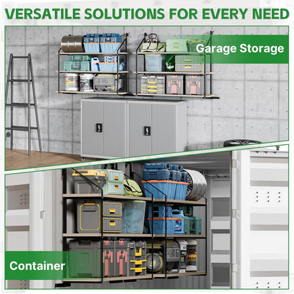 Maeklon 4 Pcs Shipping Container Shelving Bracket, 3 Tier Heavy Duty Shipping Container Shelf Brackets, High Capacity Containers Storage Shelves for Containers, Warehouse, Garage