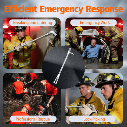 Maeklon 30" Halligan Bar, Steel Construction Breaching Halligan Forced Entry Tools for Emergencies, Firefighter Tool for Fire Rescue and Emergency