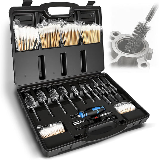 Maeklon 17 Pcs Professional Diesel Injector Seat Cleaning Kit 8090S, Premium Stainless Steel Helix Brushes, for Removing Carbon Deposits on Injector Seats & Cups, Replacement Tool Kit for Cylinder Heads
