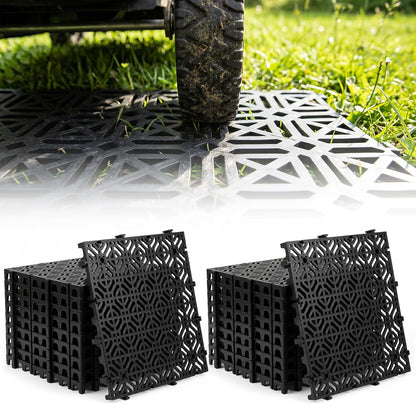 20 Pack Ground Protection Mats, 15.7"x15.7" Interlocking Plastic Grid Panel | 1.18" Thick Heavy-Duty Drainage Pavers for Lawns, Gravel, Parking Areas, Pathways and Outdoor Event Flooring