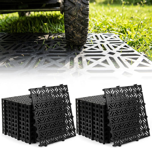 20 Pack Ground Protection Mats, 15.7"x15.7" Interlocking Plastic Grid Panel | 1.18" Thick Heavy-Duty Drainage Pavers for Lawns, Gravel, Parking Areas, Pathways and Outdoor Event Flooring