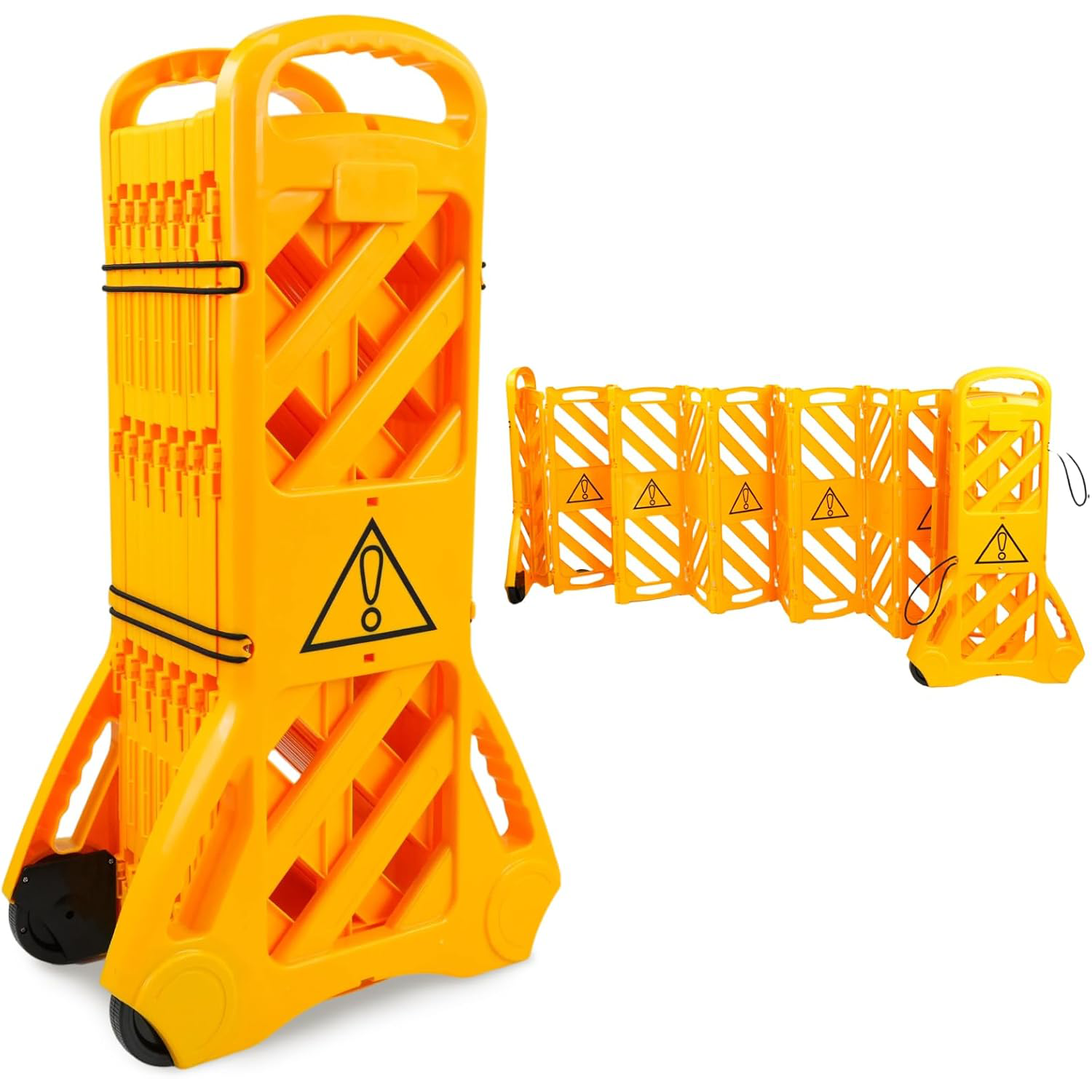 Maeklon 13 Foot Portable Driveway Fence Safety Barriers, Commercial Safety Barriers, Folding Security Gate Safety Barrier with Casters for Construction, Traffic Control, Driveway Gate