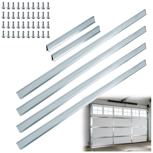 ‎Maeklon 2 Pack 16FT Garage Door Strut Support Brace-Heavy-Duty Steel Reinforcement Bracket for Hurricane, Storm, Snow & Wind Protection, Top Brace Kit for DIY or Professional Installation