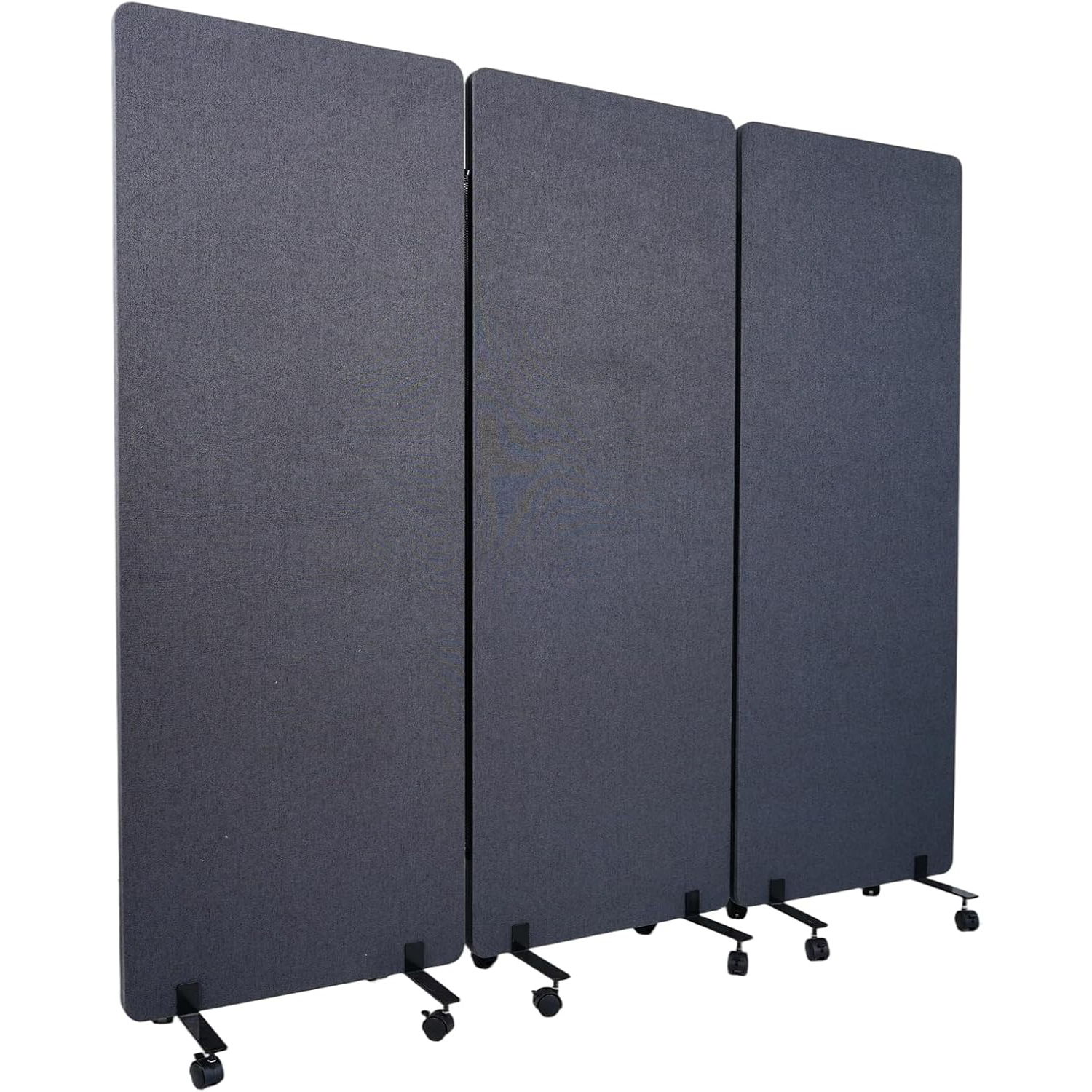Maeklon 72 "x 66" Freestanding Acoustic Room Divider, 3 Panel PET Polyester Soundproof Room Screen with Wheels, Portable Partition Divider for Office, Reception Room, School, Hospital