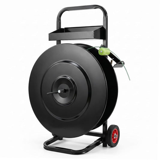 Banding Strapping Cart for 8"/16" Core, Strapping Dispenser with Wheels | Mobile Large-Reel Strapping Dispenser for PET, PP and Fiber Coils with Split-Leg Frame for Warehouses, Packaging Station