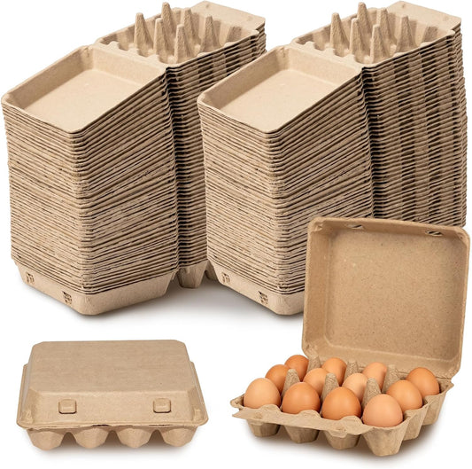 200 Pack Egg Cartons Bulk, 3x4 Style Natural Color Cardboard Egg Cartons | Blank Kraft Brown Egg Storage Containers for Chicken Eggs, Farms, Markets, Kitchen and Craft Use