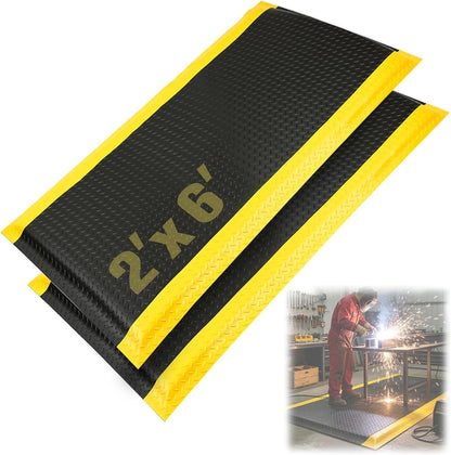 Maeklon Anti Fatigue Mat, 15/16 Inch Thick Soft Sponge Ergonomic Mat, Non-Slip Industrial Grade Floor Mat, Easy to Clean, for Kitchen, Garage, Work, Shop, Black with Yellow Border