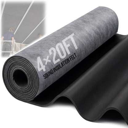 Maeklon 4 Ft x 20 Ft Mass Loaded Vinyl, 1/8 Inch Thick 1Lb/Ft2 Sound Barrier | 80 Sq Ft MLV Noise Barrier Material for Walls, Floors, Ceilings, Studios, Offices and Home Improvement Projects