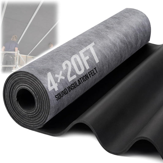 Maeklon 4 Ft x 20 Ft Mass Loaded Vinyl, 1/8 Inch Thick 1Lb/Ft2 Sound Barrier | 80 Sq Ft MLV Noise Barrier Material for Walls, Floors, Ceilings, Studios, Offices and Home Improvement Projects