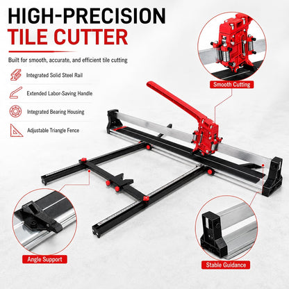 Manual Tile Cutter 48 Inch with Laser Guide and Aluminum Alloy Frame | For Porcelain, Ceramic and Stone, 0.23-0.67 in Thick, with Tungsten Carbide Wheel and Double-Layer Aluminum Plate