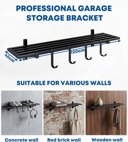 Maeklon 4 Pack 1.5 x 4ft Adjustable Garage Wall Shelving, Wall Mounted Wire Shelving Unit, 792lbs Load Capacity, Heavy Duty Storage Rack, Ideal for Warehouse, Garage, Black