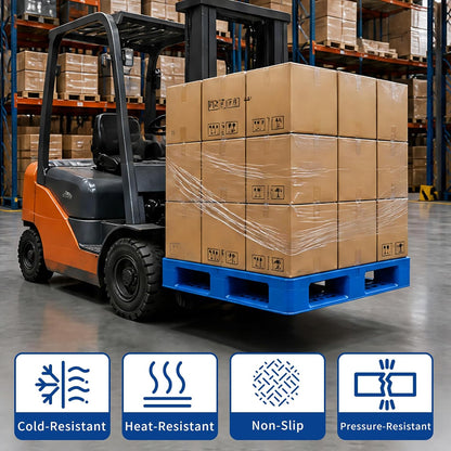 Maeklon Plastic Pallet 31.3"x23.5"x5.7", High Density Polyethylene Pallet | Durable Polyethylene Pallet, 6600 lb Capacity Industrial Pallet for Warehouse, Garage, Forklift and Material Handling, Blue