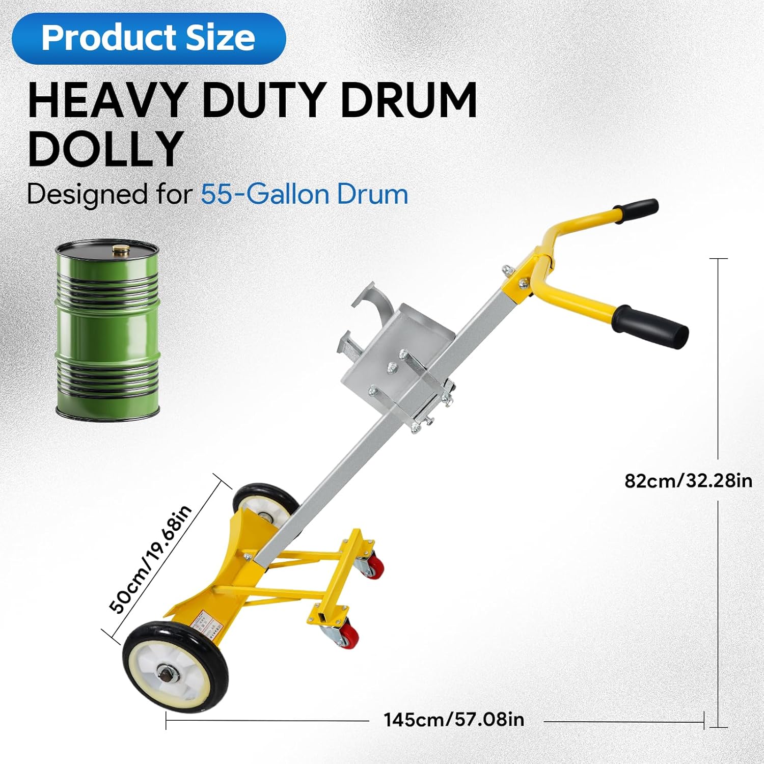 Maeklon 55 Gallon Drum Dolly, Upgraded Heavy-Duty Bucket Dolly with Wheels, 1200lbs Steel Barrel Drum Dollies for Garages Warehouse Workshop