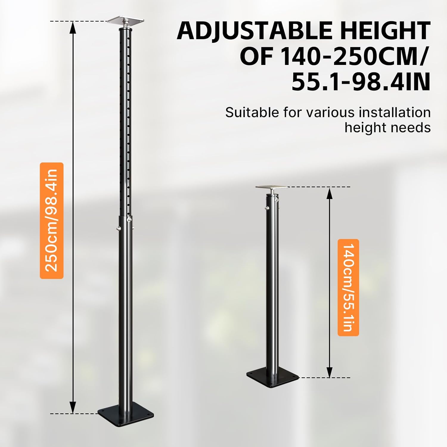 Maeklon 4 Pack Adjustable Floor Jacks Post, House Floor Leveling Lift, 55"-98" Bracket Height Range, Basement Support Pole Jacks, Floor Jack for House Lifting -18000 lbs Max Load Capacity