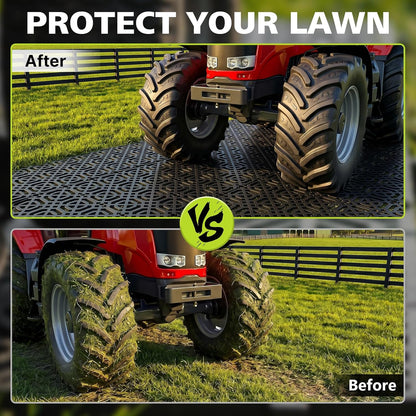 20 Pack Ground Protection Mats, 15.7"x15.7" Interlocking Plastic Grid Panel | 1.18" Thick Heavy-Duty Drainage Pavers for Lawns, Gravel, Parking Areas, Pathways and Outdoor Event Flooring