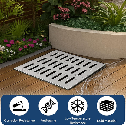 Maeklon 16"x16"x16" Catch Basin with Grate, 304 Stainless Steel Grate Catch Basin with Debris Basket, French Drain Without Reserved Hole for Patio,Downspout,Commercial