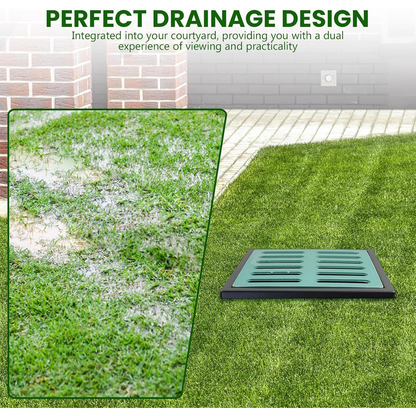 Maeklon 18"x18"x24" Catch Basin with Fiber Glass Grate, Large Catch Basin for Drainage with Debris Basket & Gloves, French Drain Catch Basin for Yard, Downspout, Lawn