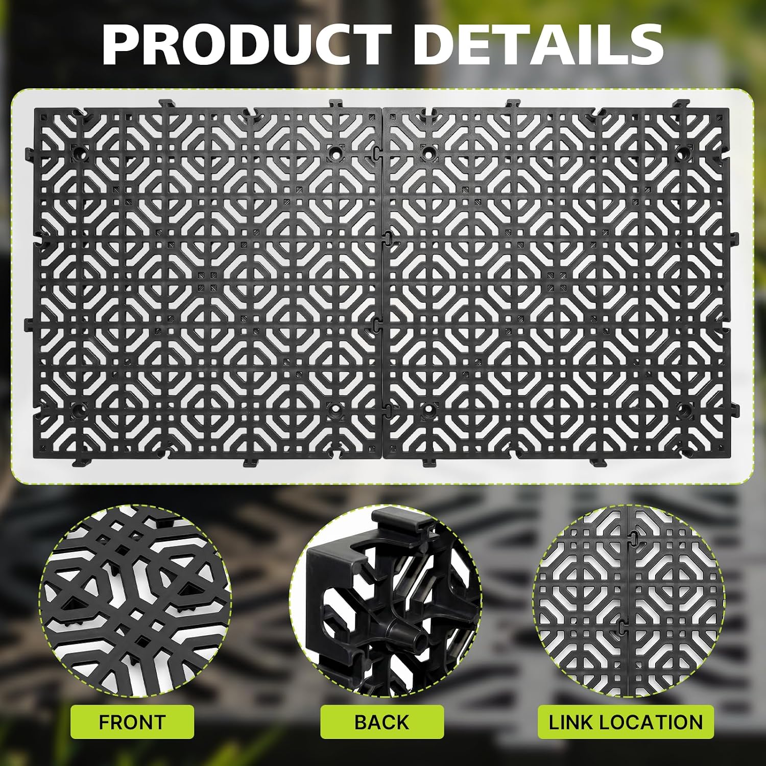 20 Pack Ground Protection Mats, 15.7"x15.7" Interlocking Plastic Grid Panel | 1.18" Thick Heavy-Duty Drainage Pavers for Lawns, Gravel, Parking Areas, Pathways and Outdoor Event Flooring