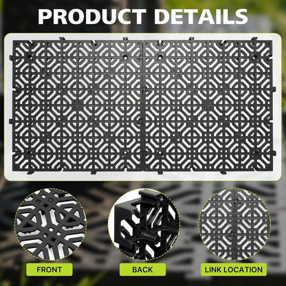 20 Pack Ground Protection Mats, 15.7"x15.7" Interlocking Plastic Grid Panel | 1.18" Thick Heavy-Duty Drainage Pavers for Lawns, Gravel, Parking Areas, Pathways and Outdoor Event Flooring