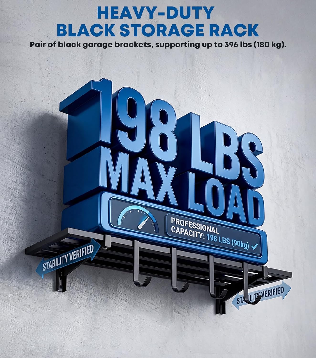 Maeklon 4 Pack 1.5 x 4ft Adjustable Garage Wall Shelving, Wall Mounted Wire Shelving Unit, 792lbs Load Capacity, Heavy Duty Storage Rack, Ideal for Warehouse, Garage, Black