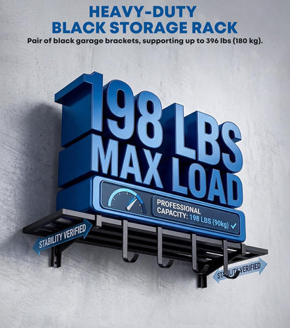Maeklon 4 Pack 1.5 x 4ft Adjustable Garage Wall Shelving, Wall Mounted Wire Shelving Unit, 792lbs Load Capacity, Heavy Duty Storage Rack, Ideal for Warehouse, Garage, Black