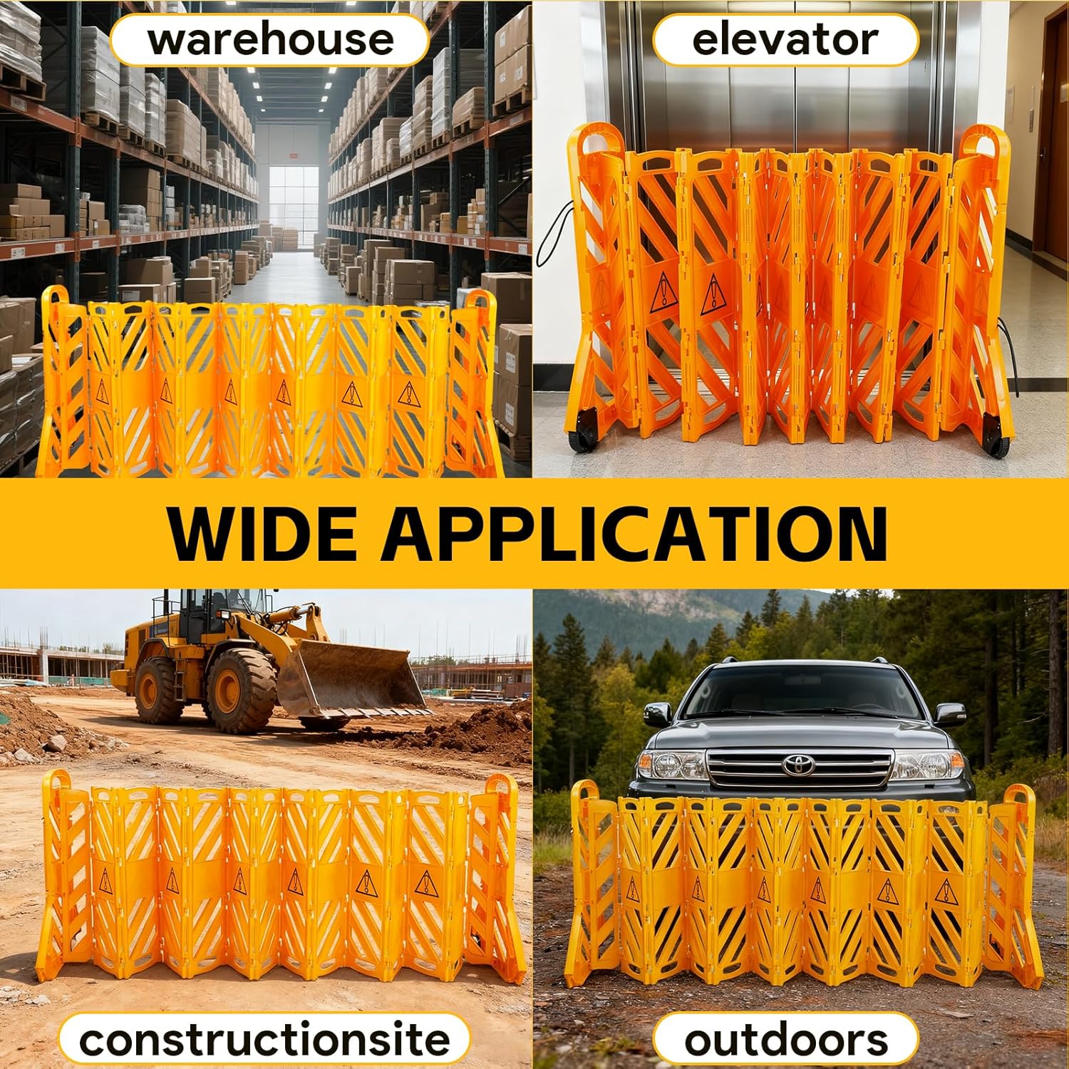 Maeklon 13 Foot Portable Driveway Fence Safety Barriers, Commercial Safety Barriers, Folding Security Gate Safety Barrier with Casters for Construction, Traffic Control, Driveway Gate