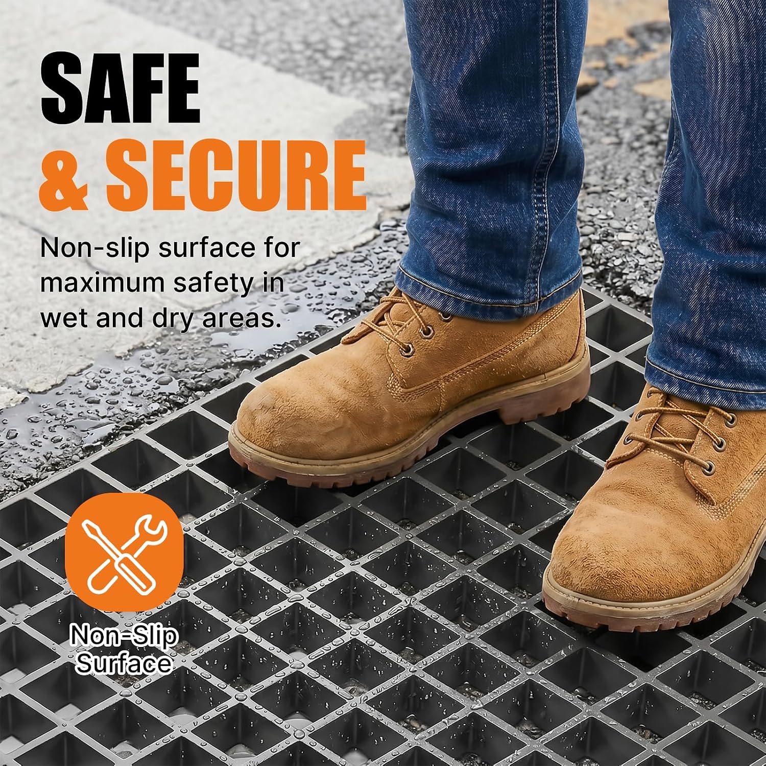 2 Pack Fiberglass Grating, 48"x22.6"x1.3" Molded FRP Panels | Open Mesh Grate with Concave Surface for Drain, Deck, Car Wash, Walkway and Industrial Flooring