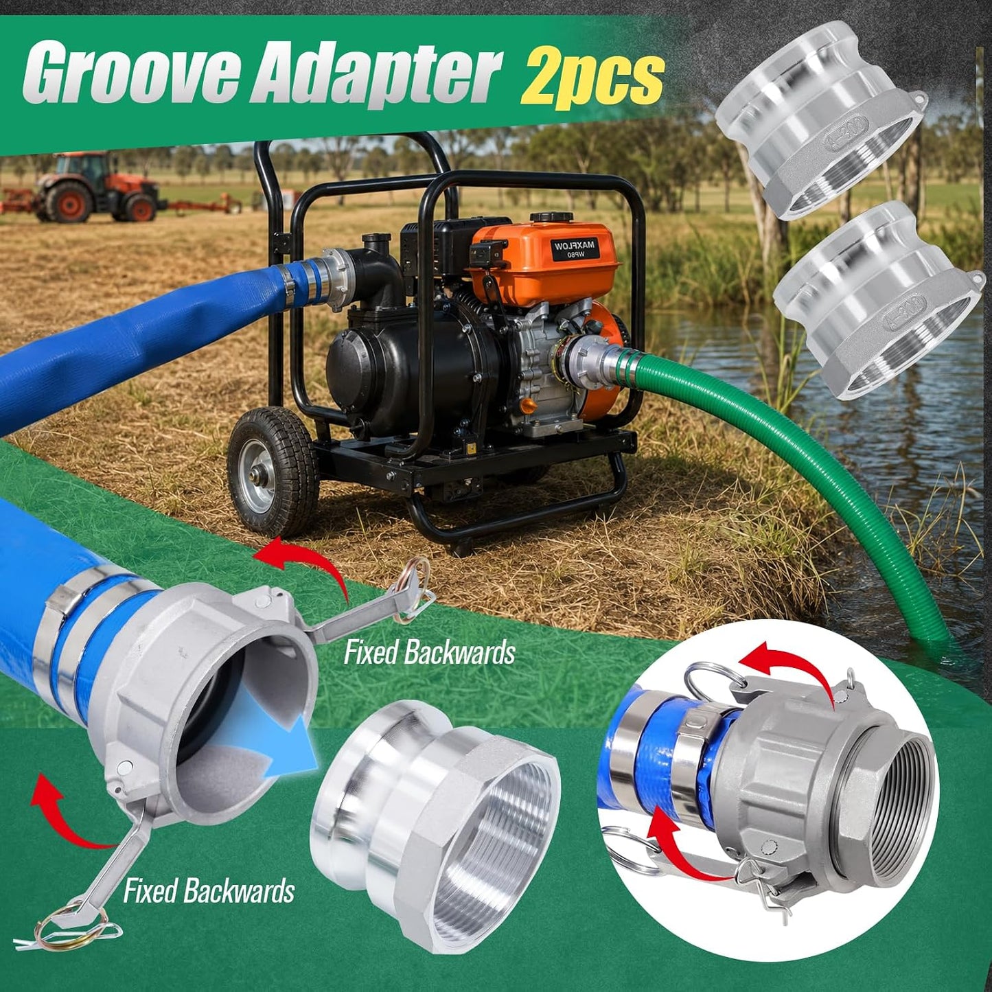 Maeklon 3 Inch Discharge Hose Pump Kit, Suction Hose Kit with Carbon Steel Filter | Includes 20 Ft Suction Hose and 65 Ft PVC Discharge Hose for Water Transfer, Drainage, Backwashing and Pump Applications