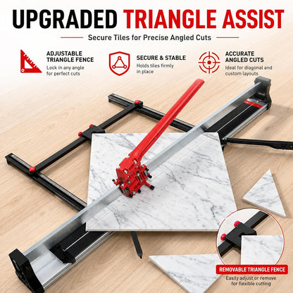 Manual Tile Cutter 48 Inch with Laser Guide and Aluminum Alloy Frame | For Porcelain, Ceramic and Stone, 0.23-0.67 in Thick, with Tungsten Carbide Wheel and Double-Layer Aluminum Plate
