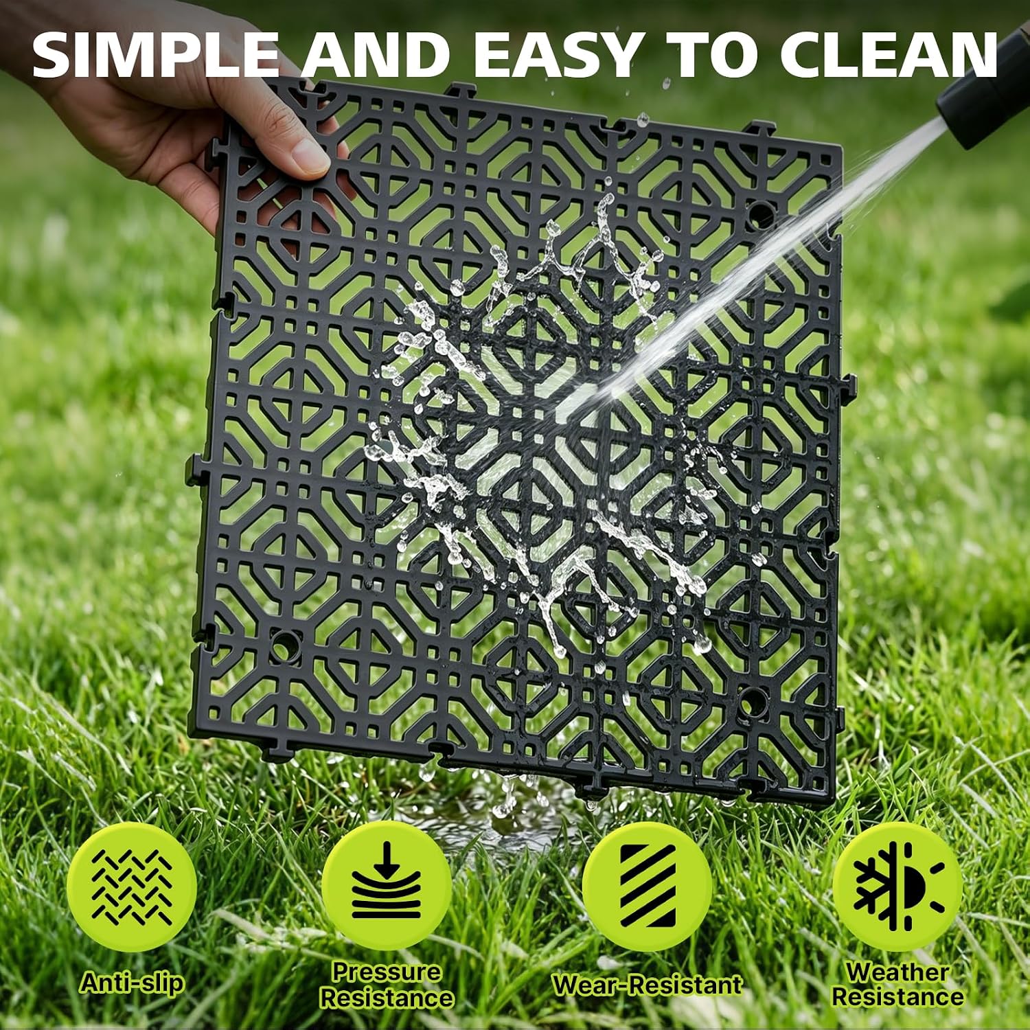 20 Pack Ground Protection Mats, 15.7"x15.7" Interlocking Plastic Grid Panel | 1.18" Thick Heavy-Duty Drainage Pavers for Lawns, Gravel, Parking Areas, Pathways and Outdoor Event Flooring