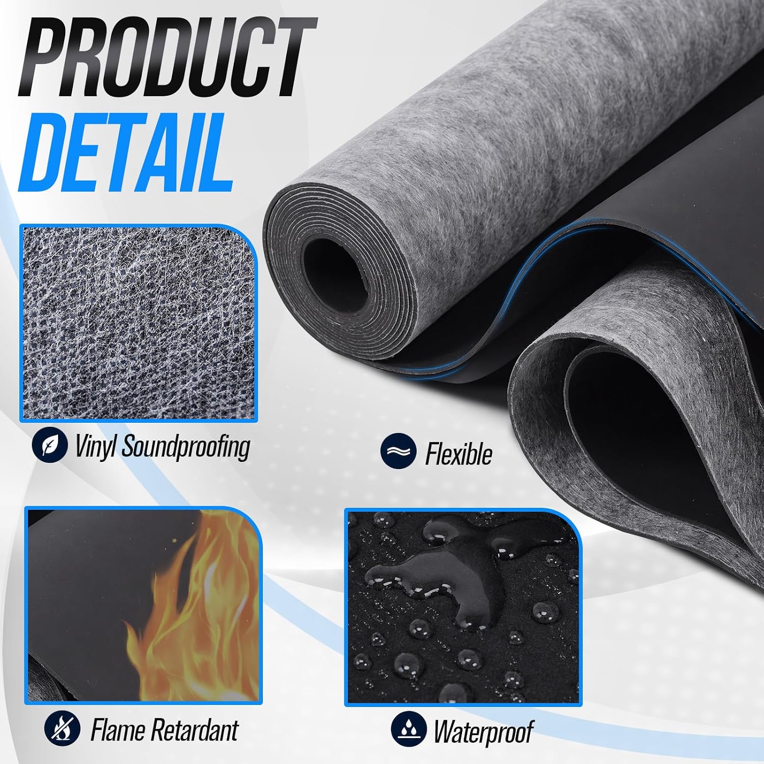 Maeklon 4 Ft x 20 Ft Mass Loaded Vinyl, 1/8 Inch Thick 1Lb/Ft2 Sound Barrier | 80 Sq Ft MLV Noise Barrier Material for Walls, Floors, Ceilings, Studios, Offices and Home Improvement Projects