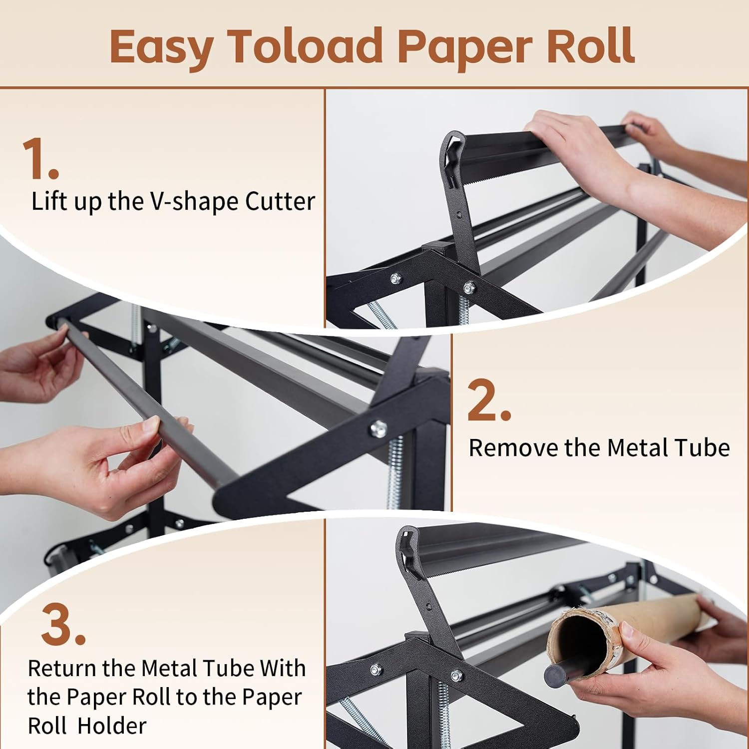 Maeklon Paper Roll Dispenser Holder, Dispenser Rack and Cutter for Up to 8 Roll 36 Inch Wide Rolls, Mobile Rolling Organizer, Ideal for Butcher, Craft, ArtGift Paper
