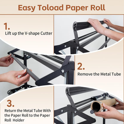 Maeklon Paper Roll Dispenser Holder, Dispenser Rack and Cutter for Up to 8 Roll 36 Inch Wide Rolls, Mobile Rolling Organizer, Ideal for Butcher, Craft, ArtGift Paper
