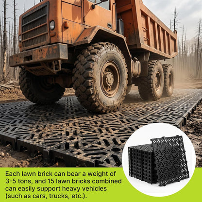 20 Pack Ground Protection Mats, 15.7"x15.7" Interlocking Plastic Grid Panel | 1.18" Thick Heavy-Duty Drainage Pavers for Lawns, Gravel, Parking Areas, Pathways and Outdoor Event Flooring