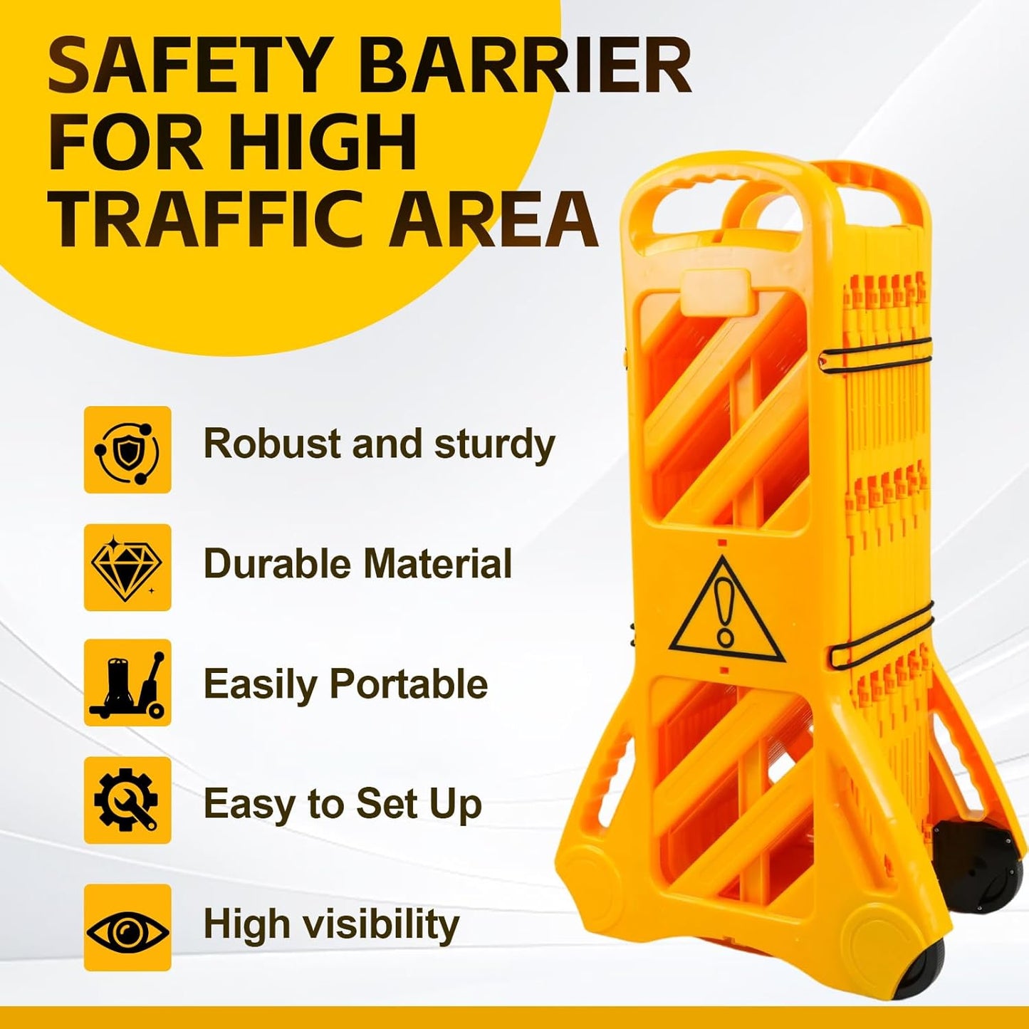 Maeklon 13 Foot Portable Driveway Fence Safety Barriers, Commercial Safety Barriers, Folding Security Gate Safety Barrier with Casters for Construction, Traffic Control, Driveway Gate