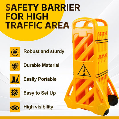 Maeklon 13 Foot Portable Driveway Fence Safety Barriers, Commercial Safety Barriers, Folding Security Gate Safety Barrier with Casters for Construction, Traffic Control, Driveway Gate