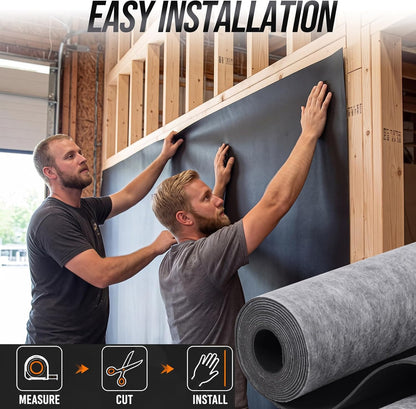 Maeklon 4 Ft x 20 Ft Mass Loaded Vinyl, 1/8 Inch Thick 1Lb/Ft2 Sound Barrier | 80 Sq Ft MLV Noise Barrier Material for Walls, Floors, Ceilings, Studios, Offices and Home Improvement Projects