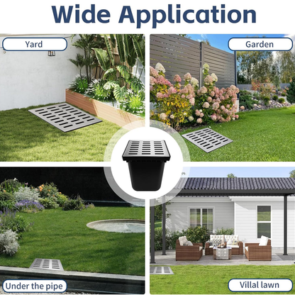 Maeklon 16"x16"x16" Catch Basin with Grate, 304 Stainless Steel Grate Catch Basin with Debris Basket, French Drain Without Reserved Hole for Patio,Downspout,Commercial