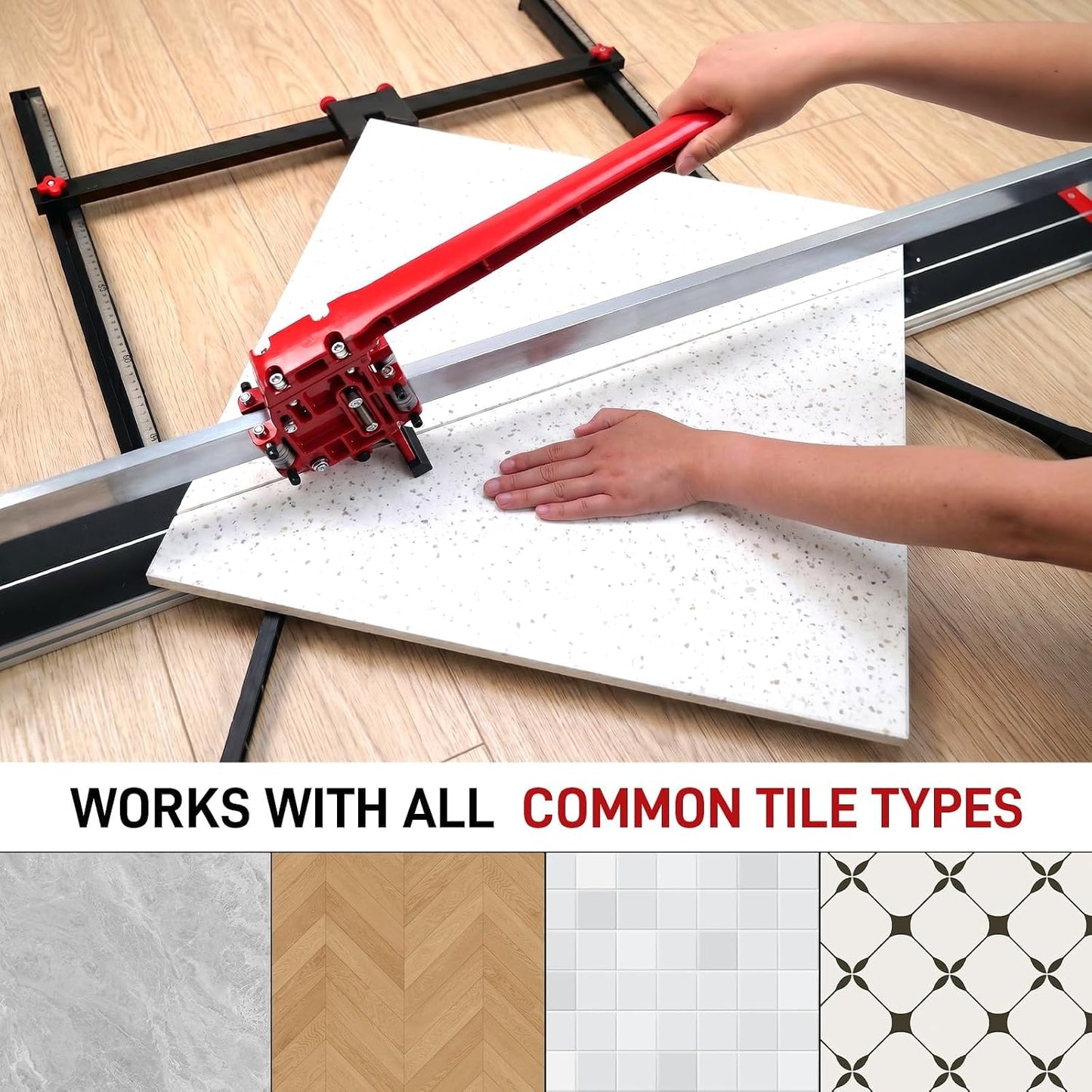 Manual Tile Cutter 48 Inch with Laser Guide and Aluminum Alloy Frame | For Porcelain, Ceramic and Stone, 0.23-0.67 in Thick, with Tungsten Carbide Wheel and Double-Layer Aluminum Plate