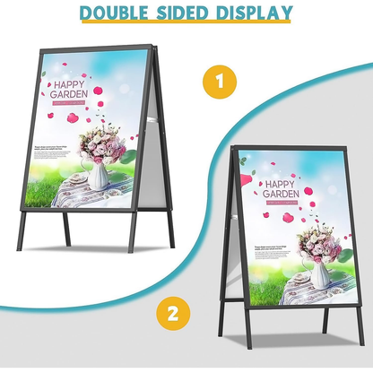 Maeklon 8 Pack A-Frame Sidewalk Sign 24" x 36", Portable Outdoor Sandwich Board Sign, Heavy Duty Double-Sided Signboard, Black Folding Frame Poster Boards (Frame Only)