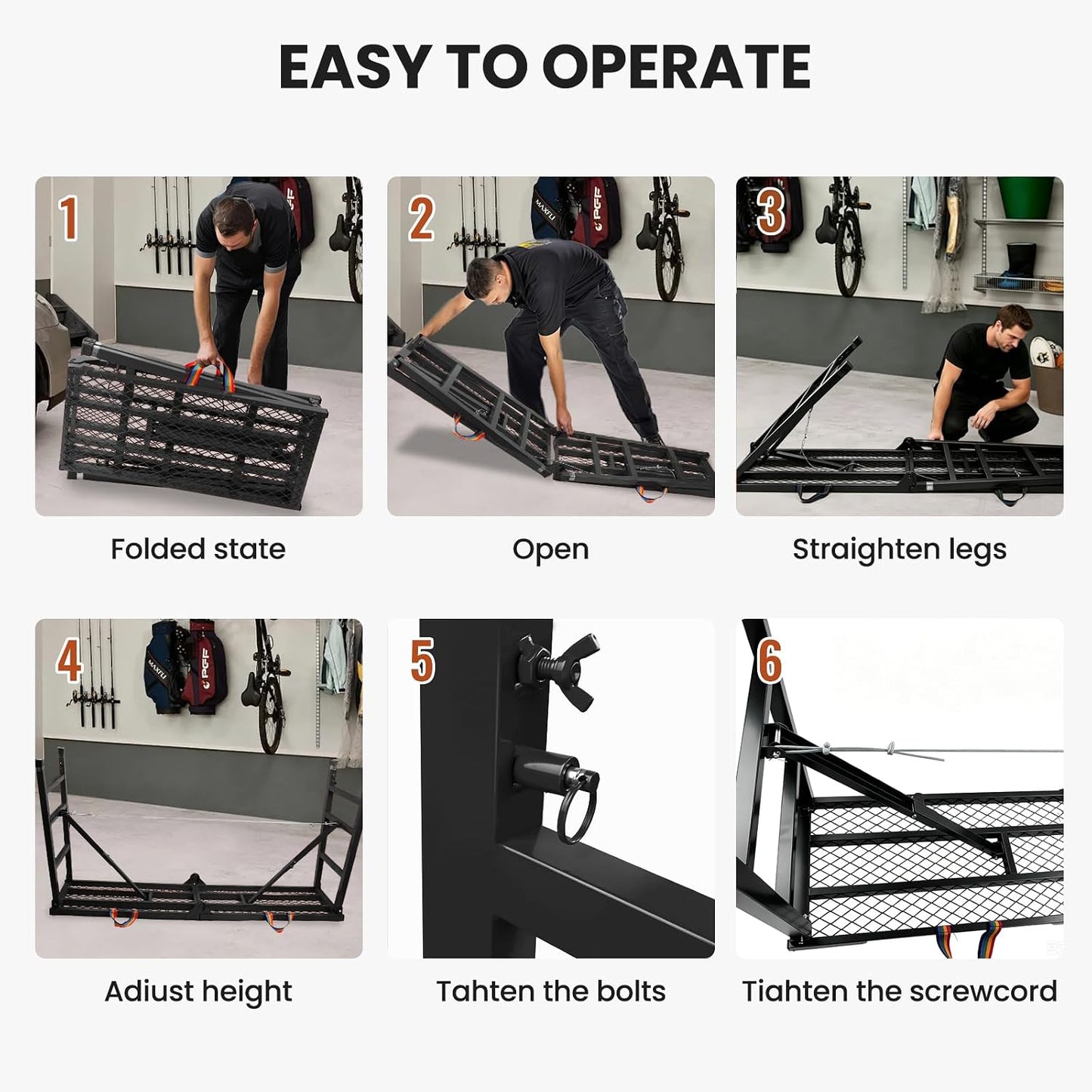 Foldable Scaffolding Platform, 36.2-62 in Portable Work Platform, Black , Heavy Duty Steel 70.8 x 15.2 in Portable Work Platform for Painting, Wiring, Window Cleaning, Garage and Construction