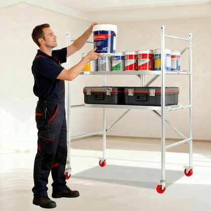 Maeklon Rolling Scaffolding Work Platform, Portable Scaffolding Platform with Locking Wheels, Multipurpose Mobile Scaffolding, 500-Pound-Capacity with Foldable Design(24 "x46" x65")